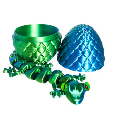 Іграшка рухлива 3D Гекон у яйці зелений із синім градієнт 18 см 